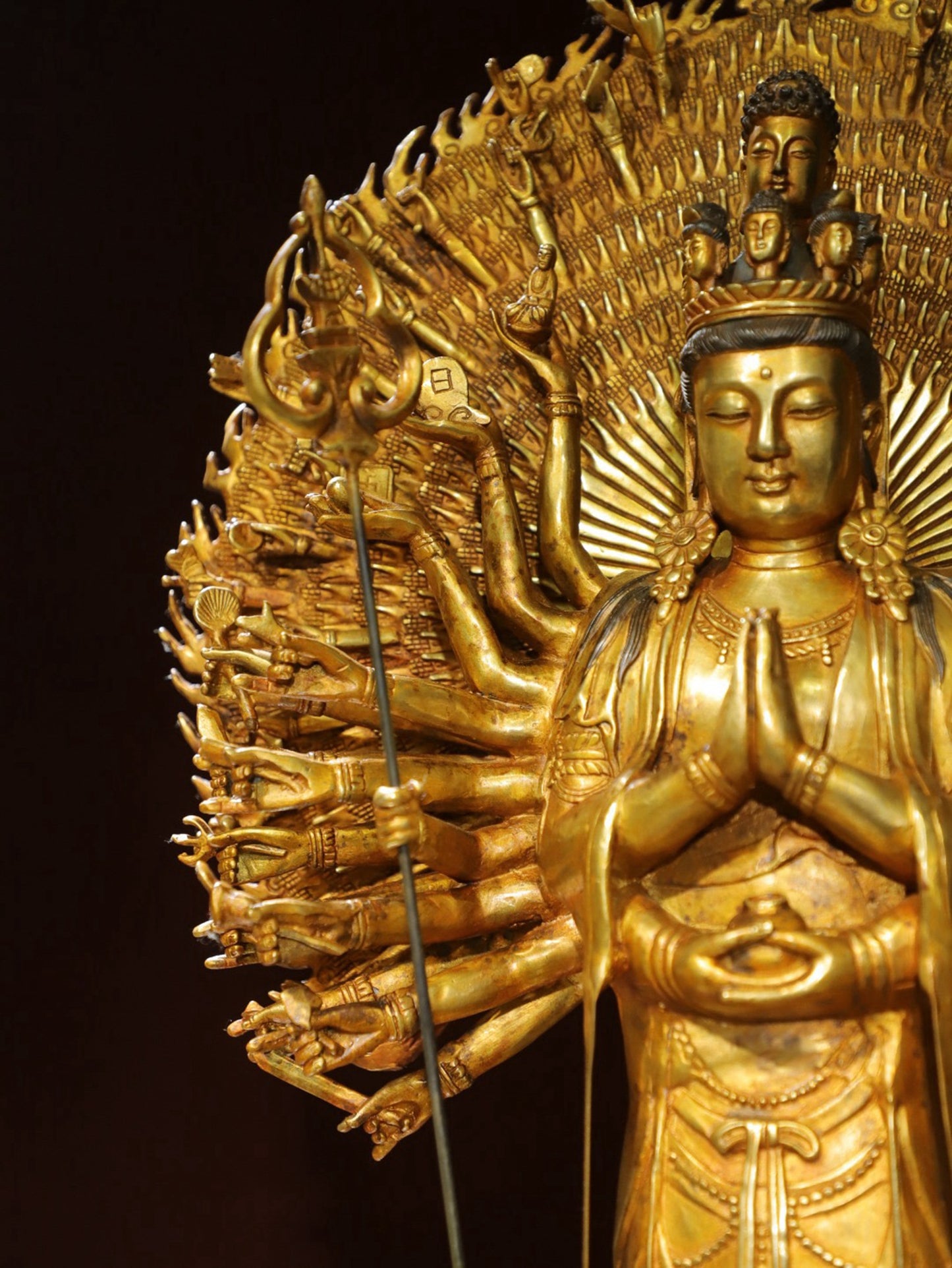 Bronze Plated Avalokitesvara with Thousand Hands Statue
