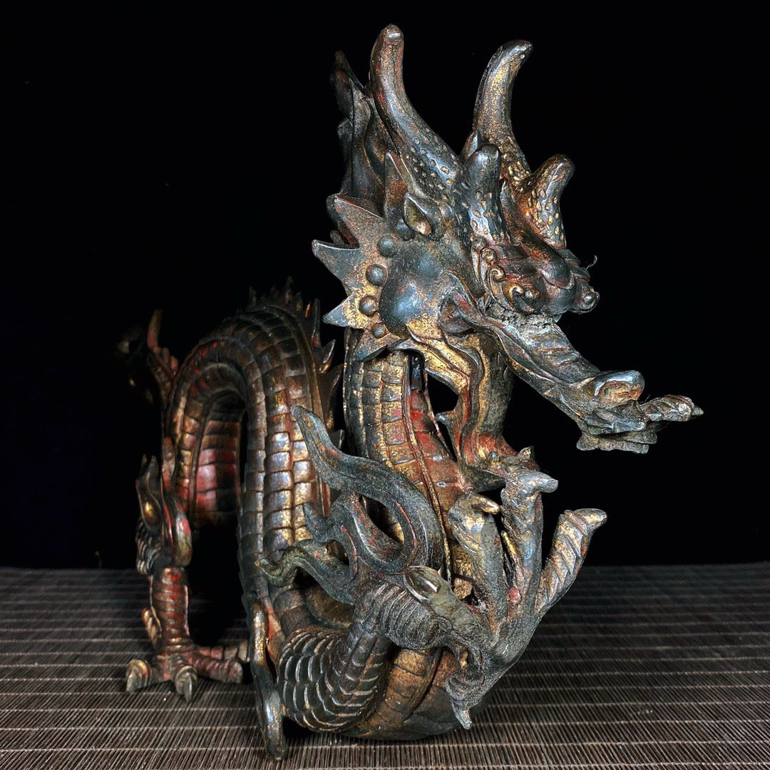 Chinese antique pure copper dragon ornaments