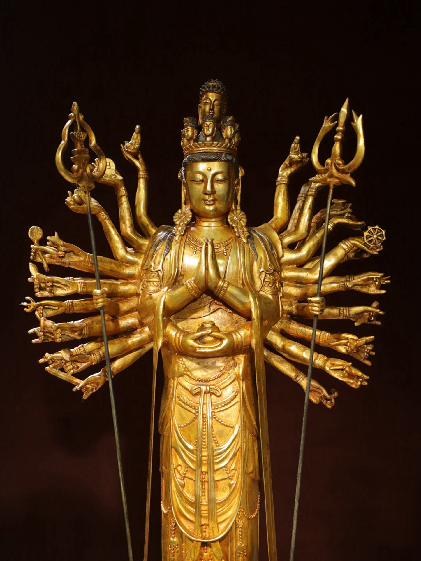 Bronze Plated Avalokitesvara with Thousand Hands Statue
