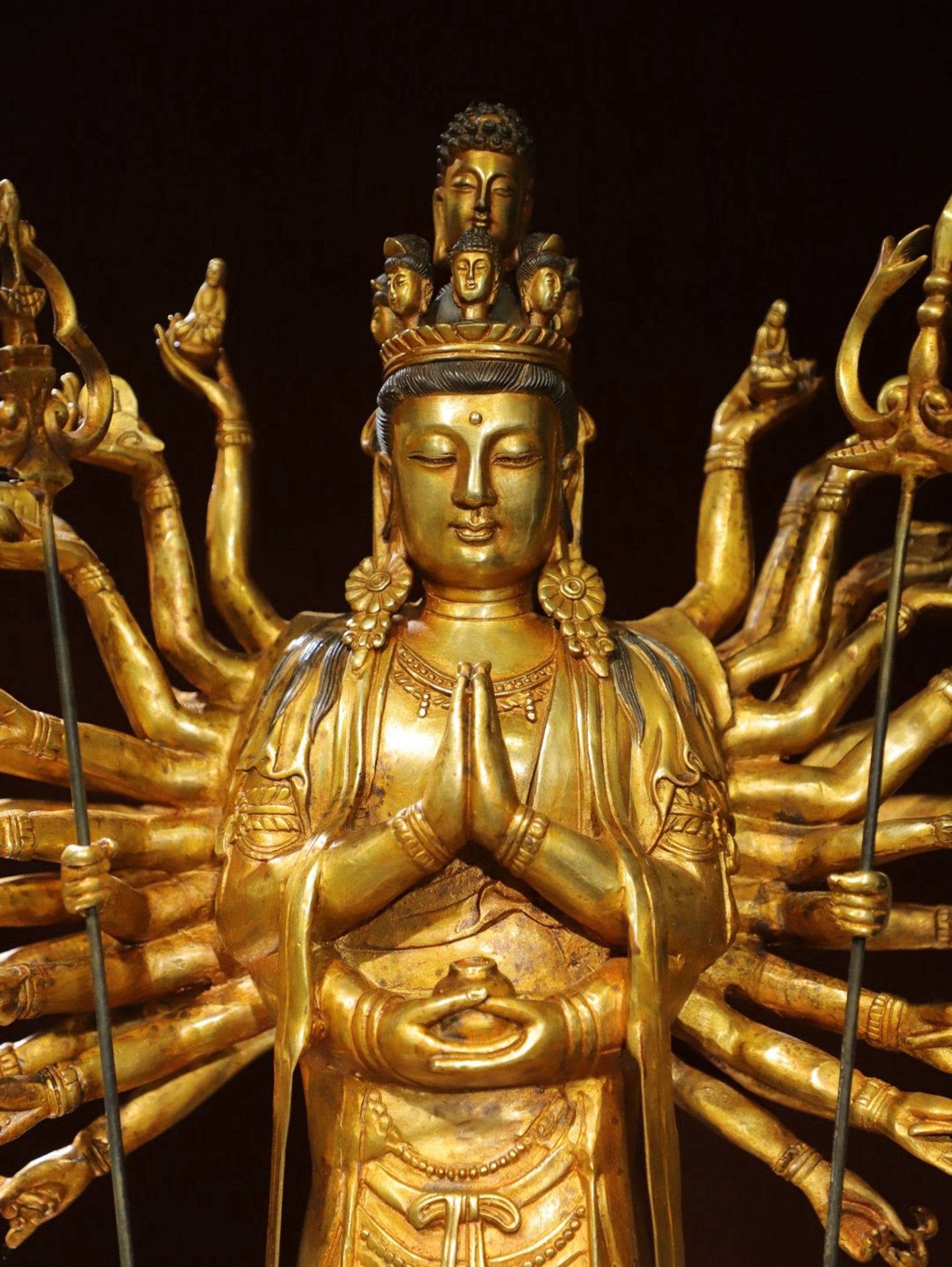 Bronze Plated Avalokitesvara with Thousand Hands Statue