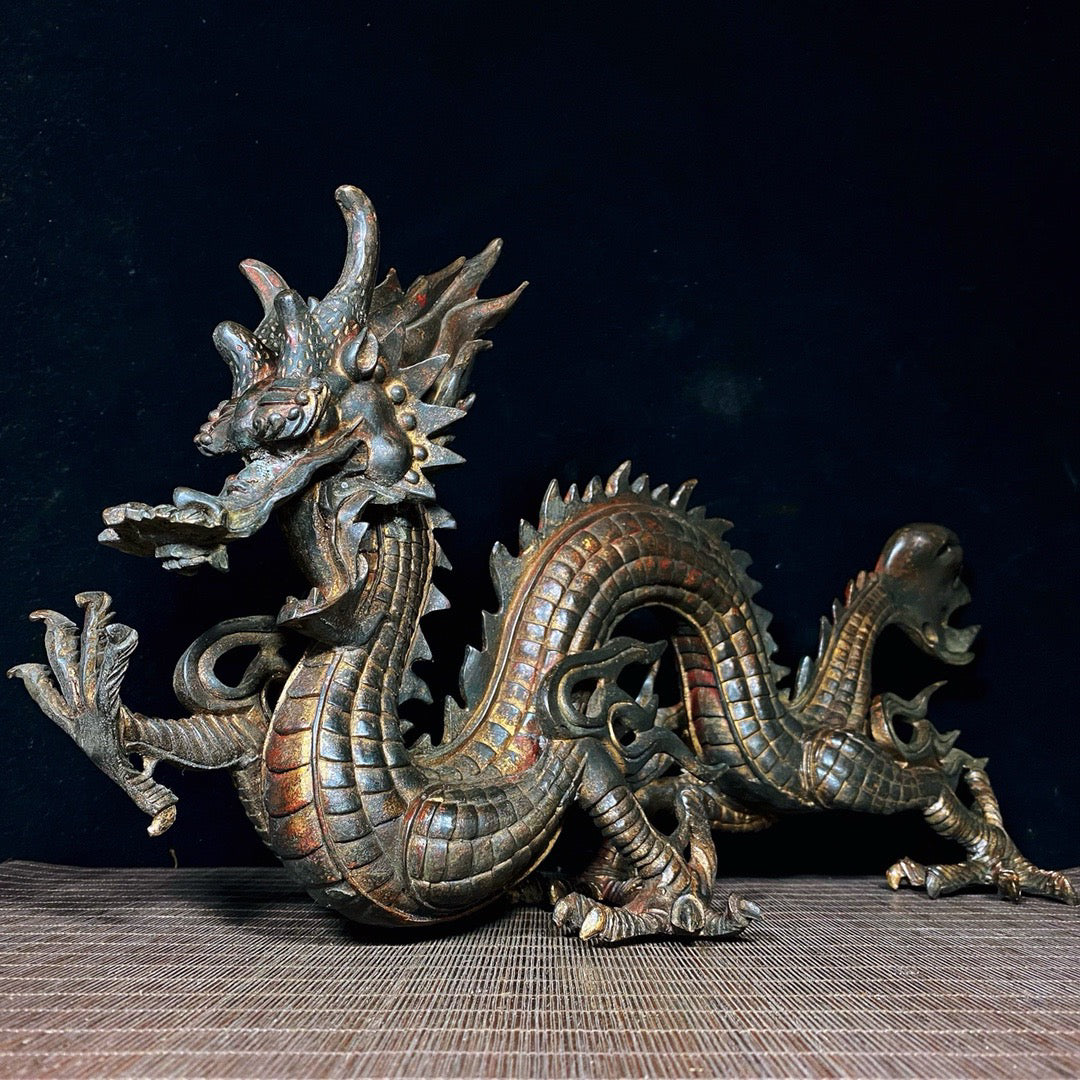 Chinese antique pure copper dragon ornaments