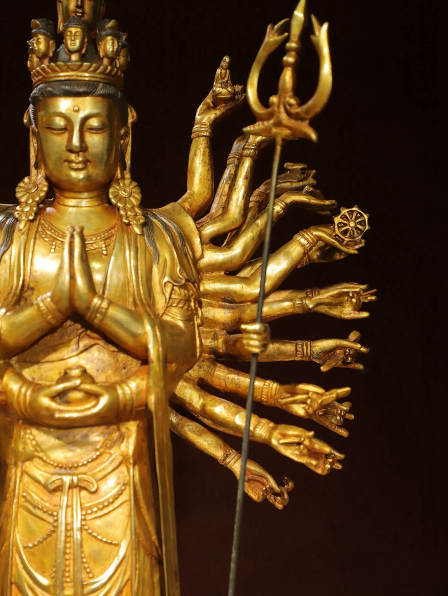 Bronze Plated Avalokitesvara with Thousand Hands Statue
