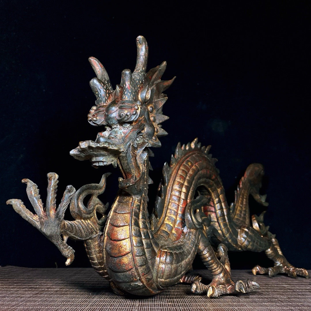 Chinese antique pure copper dragon ornaments