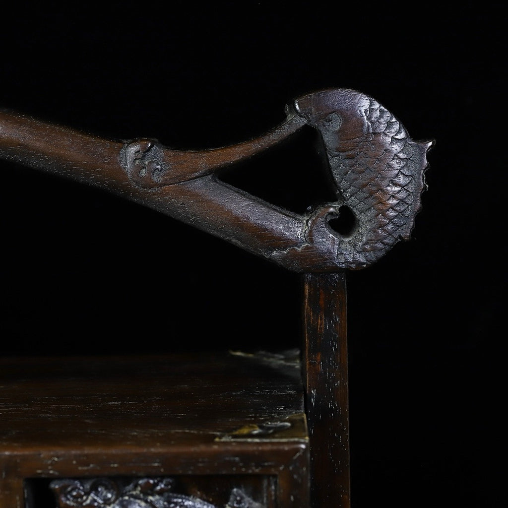 Pear wood carved four drawer cabinet box