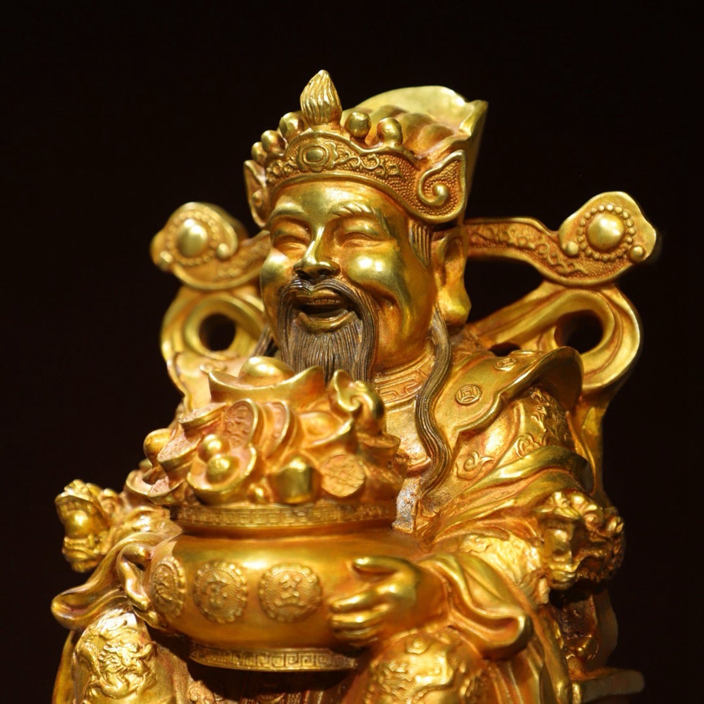 Bronze Plated Statue of God of Wealth