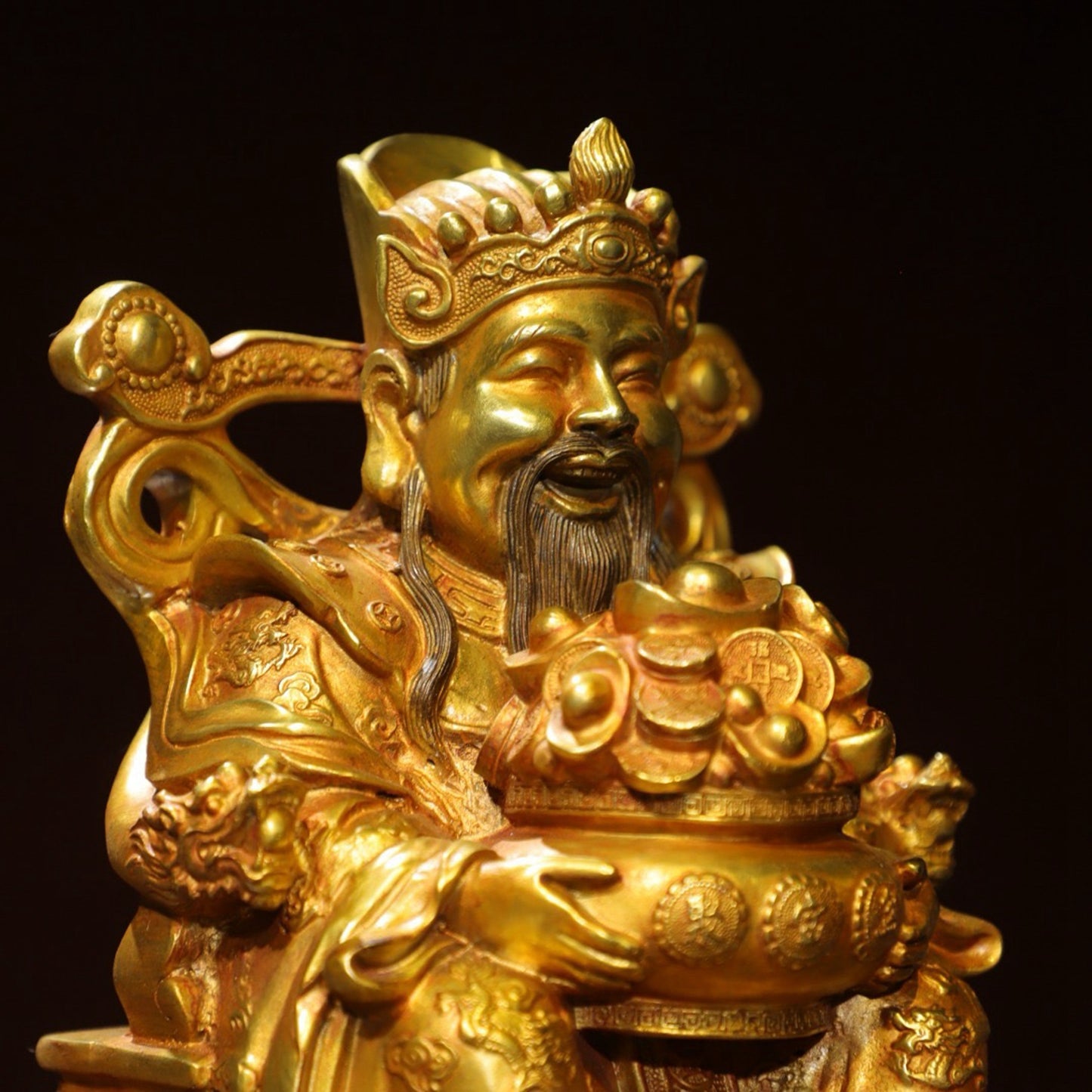 Bronze Plated Statue of God of Wealth