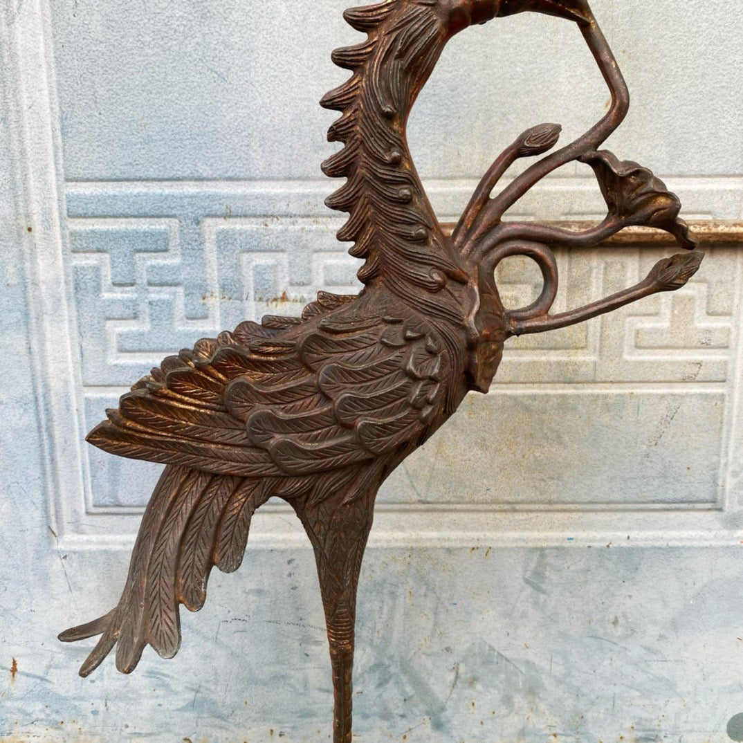 Chinese antique pure copper lotus wax platform