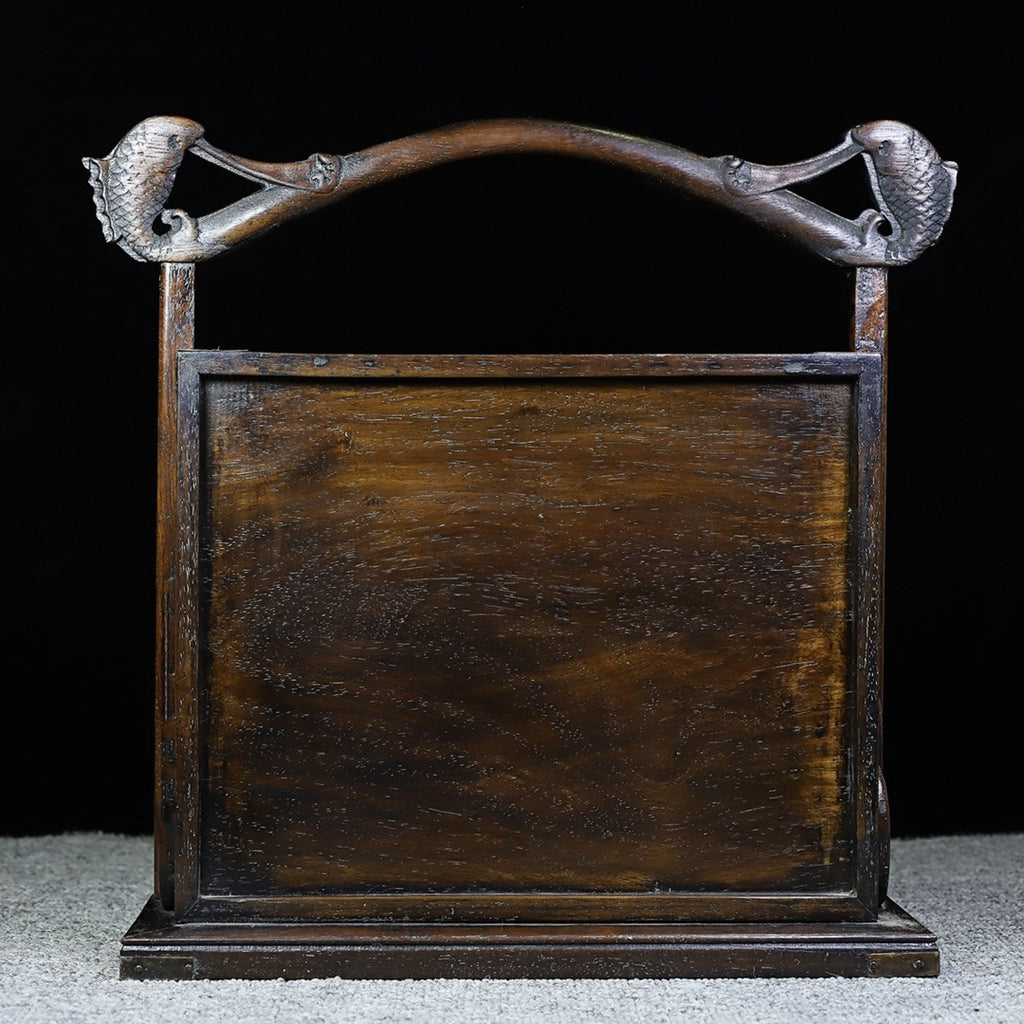 Pear wood carved four drawer cabinet box