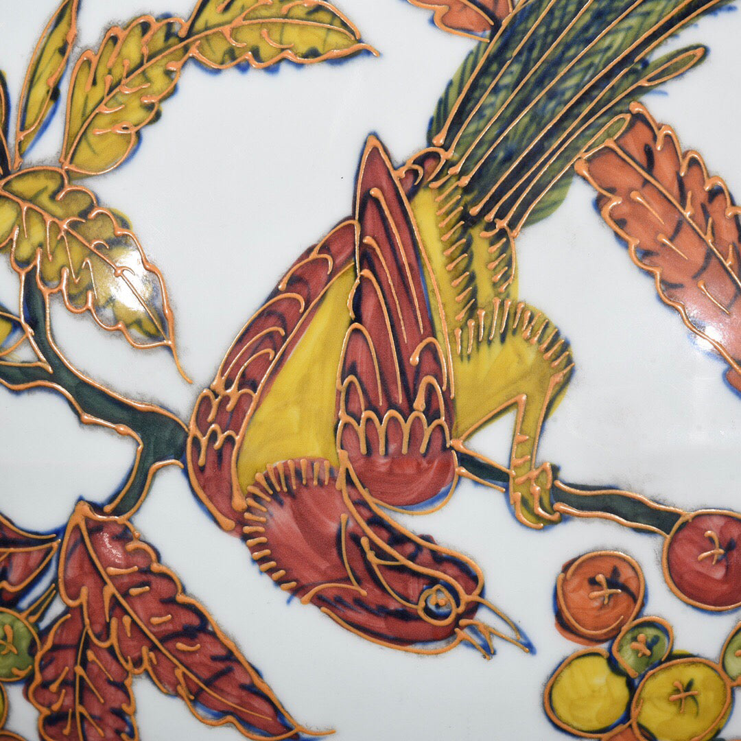 Chinese antique flat vase with flower and bird patterns