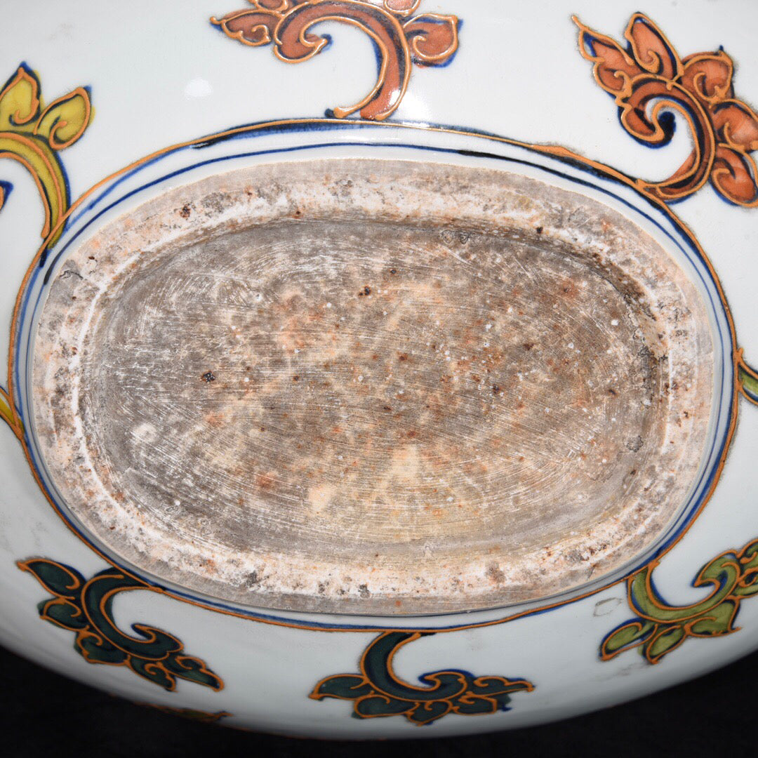 Chinese antique flat vase with flower and bird patterns