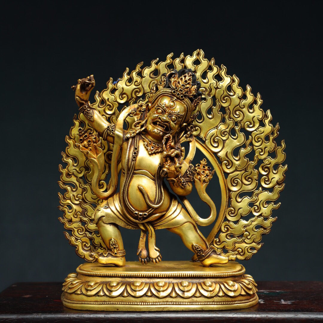 Chinese Antique Pure Copper Buddha Statue in the Big Black Sky