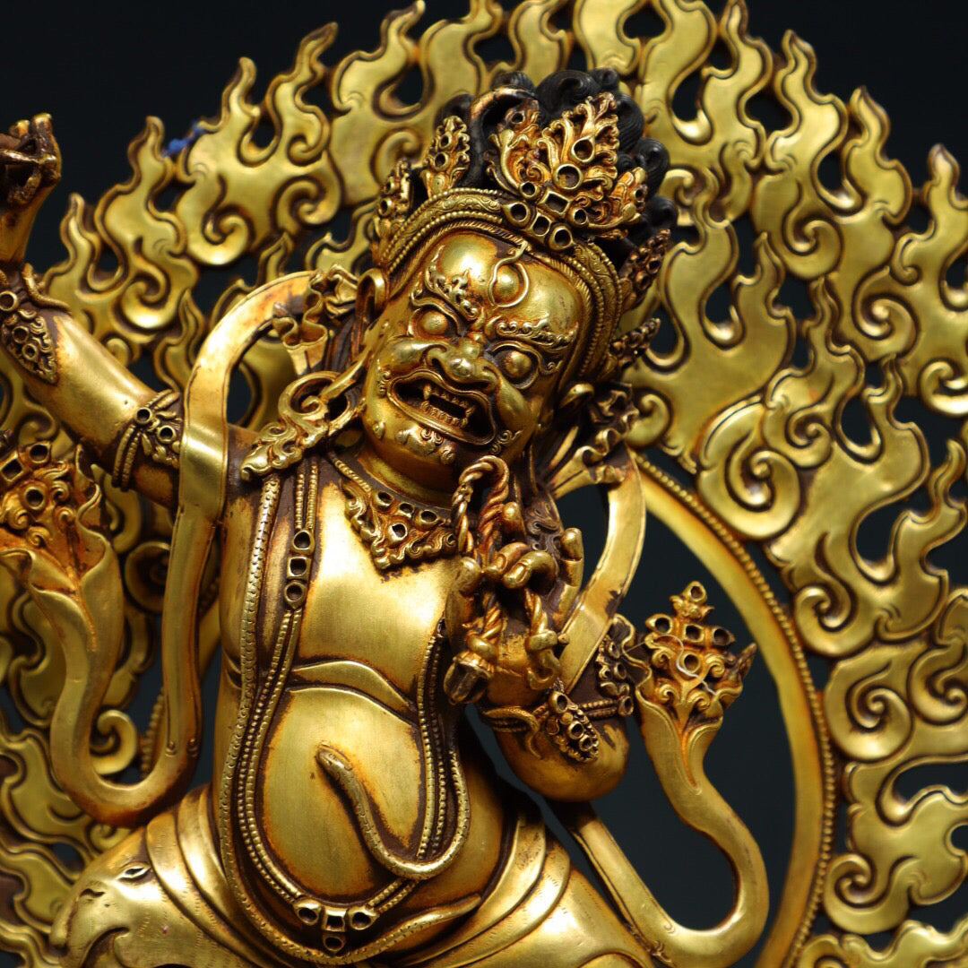 Chinese Antique Pure Copper Buddha Statue in the Big Black Sky