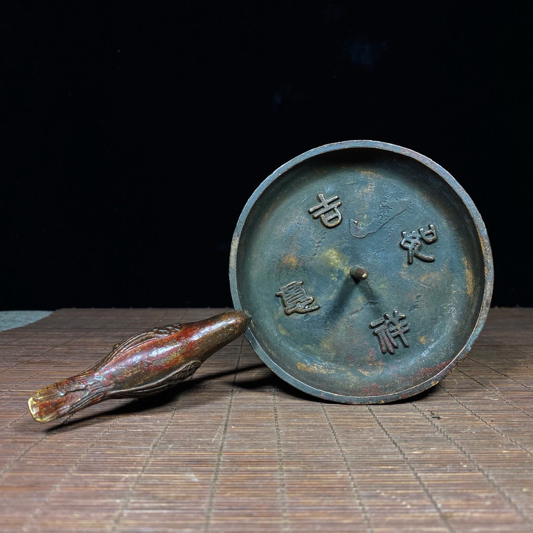 A pair of Chinese antique pure copper magpie wax stands