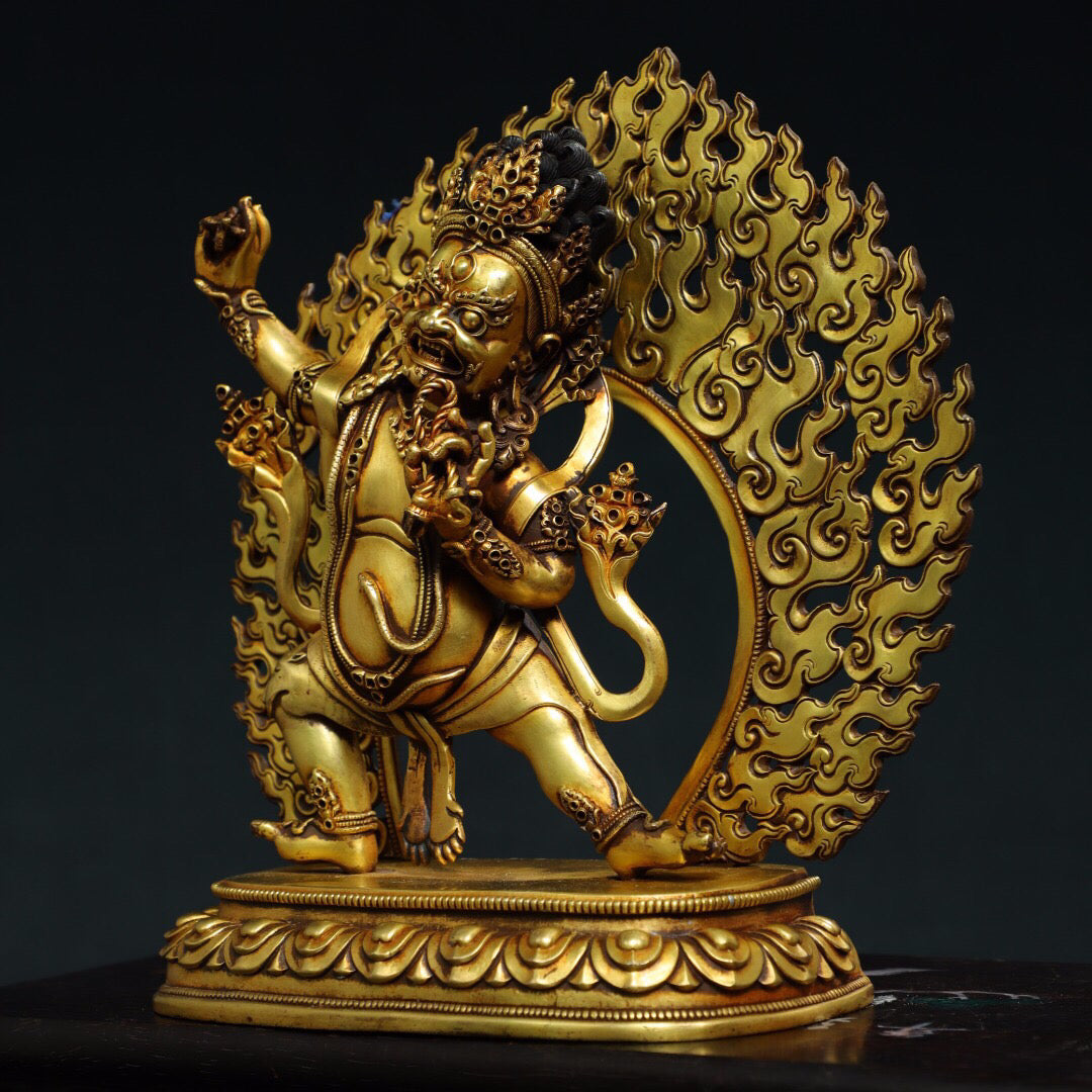 Chinese Antique Pure Copper Buddha Statue in the Big Black Sky