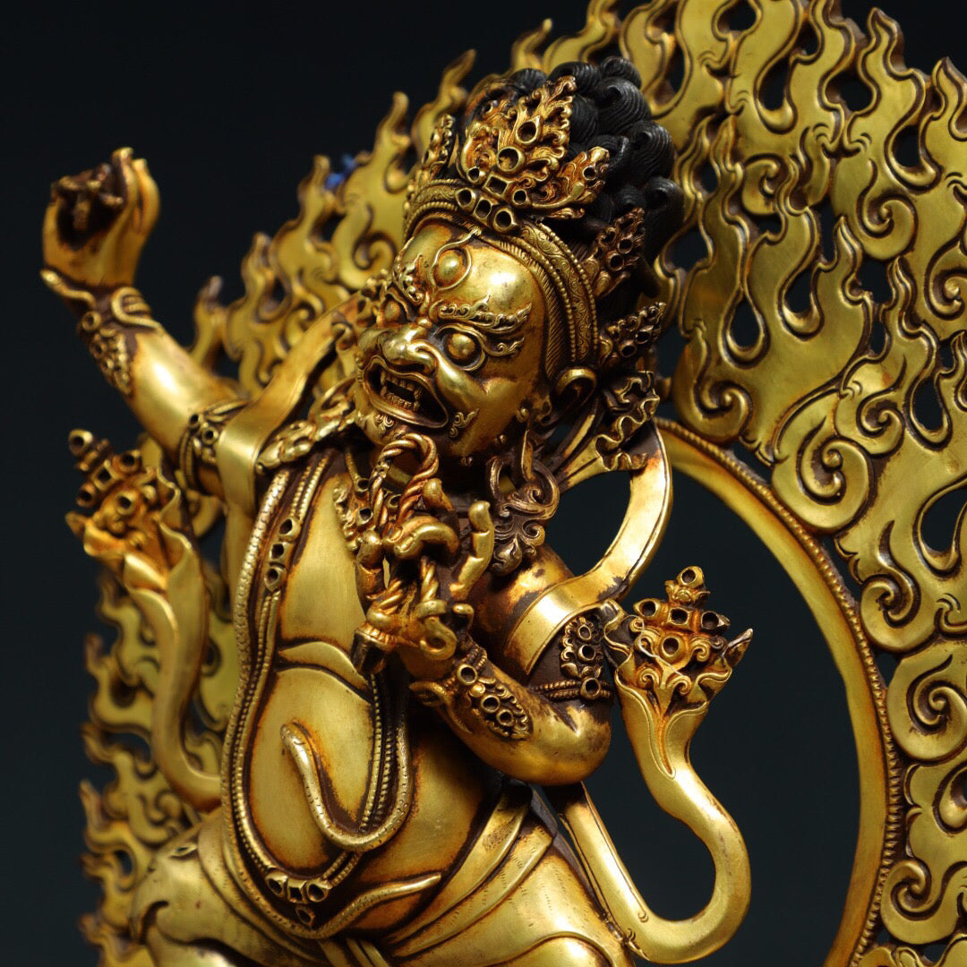 Chinese Antique Pure Copper Buddha Statue in the Big Black Sky