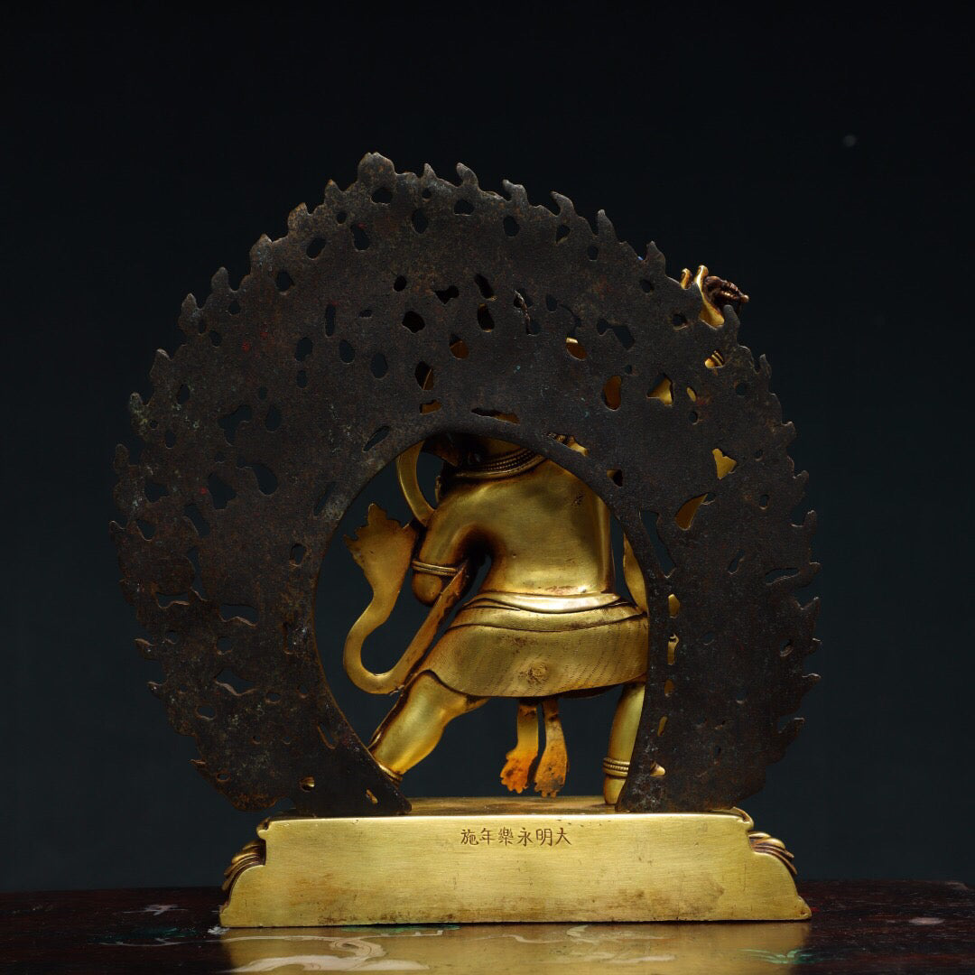 Chinese Antique Pure Copper Buddha Statue in the Big Black Sky