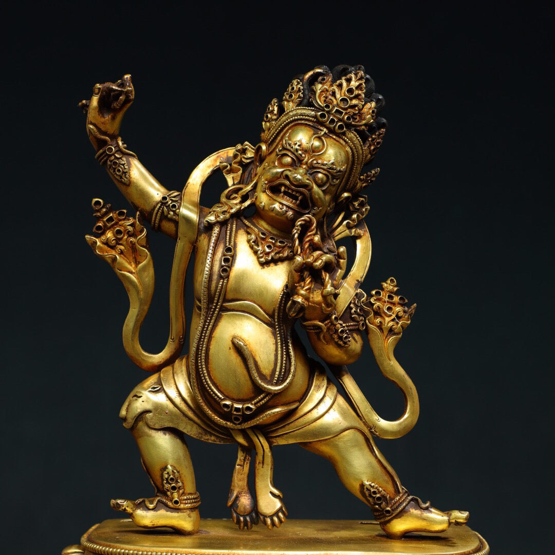 Chinese Antique Pure Copper Buddha Statue in the Big Black Sky