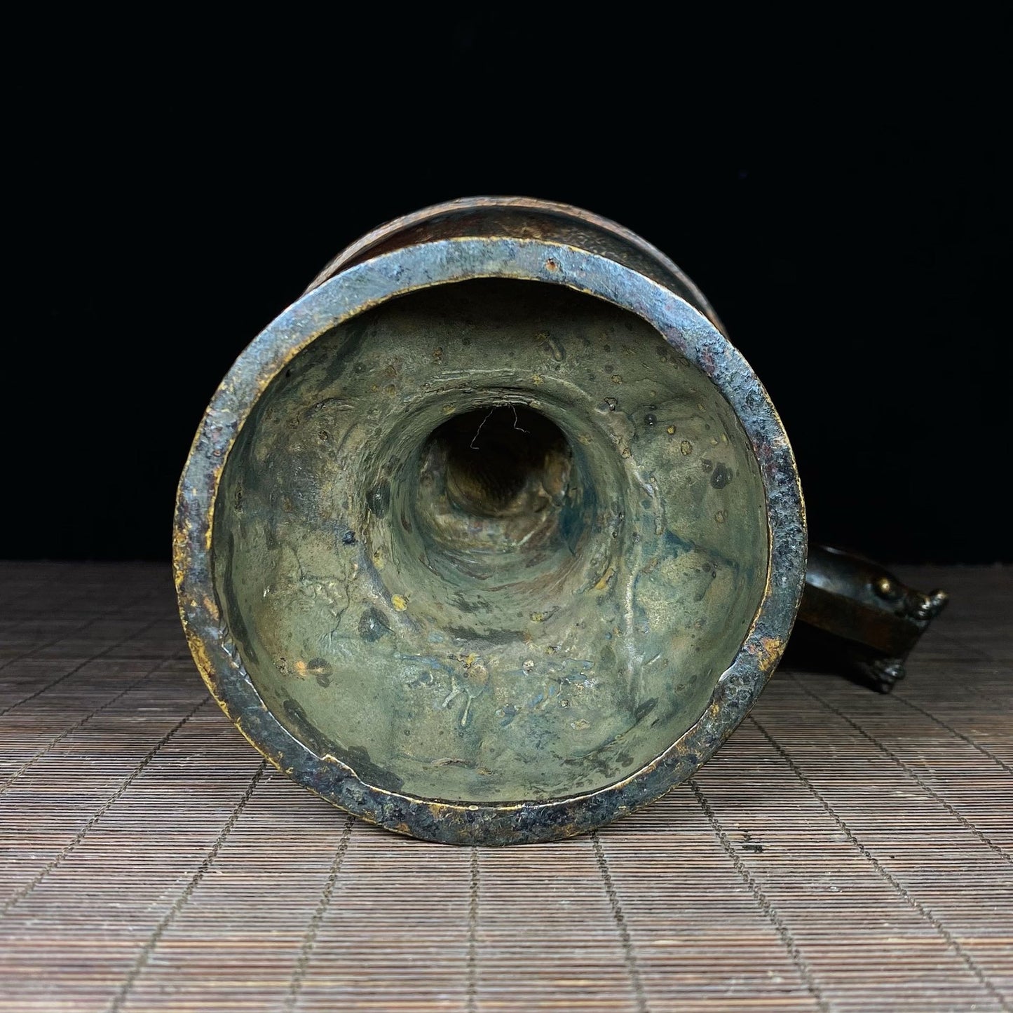 A pair of Chinese antique pure copper magpie wax stands