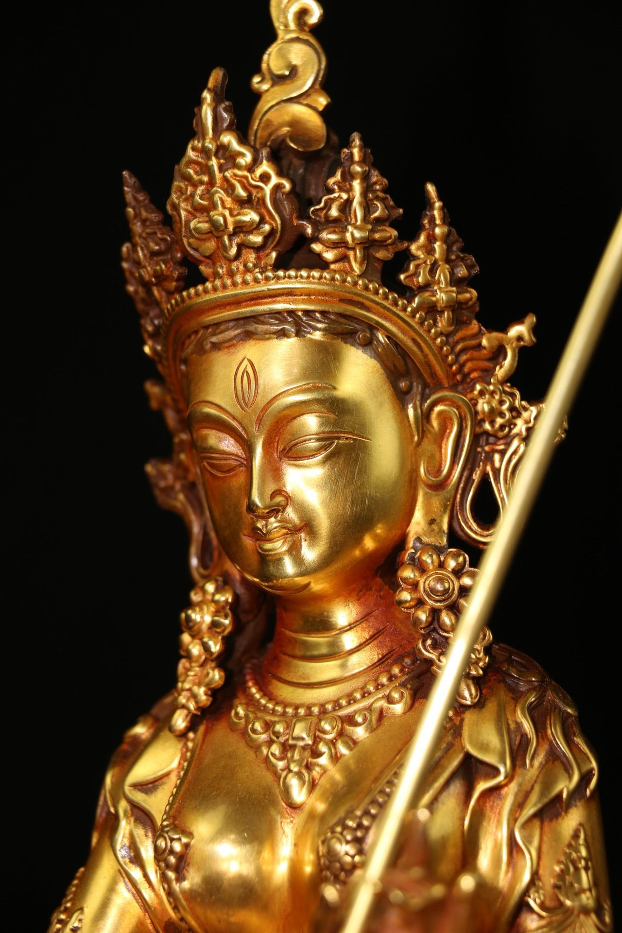 Chinese Antique Pure Copper Bodhisattva with Large Umbrella Cover