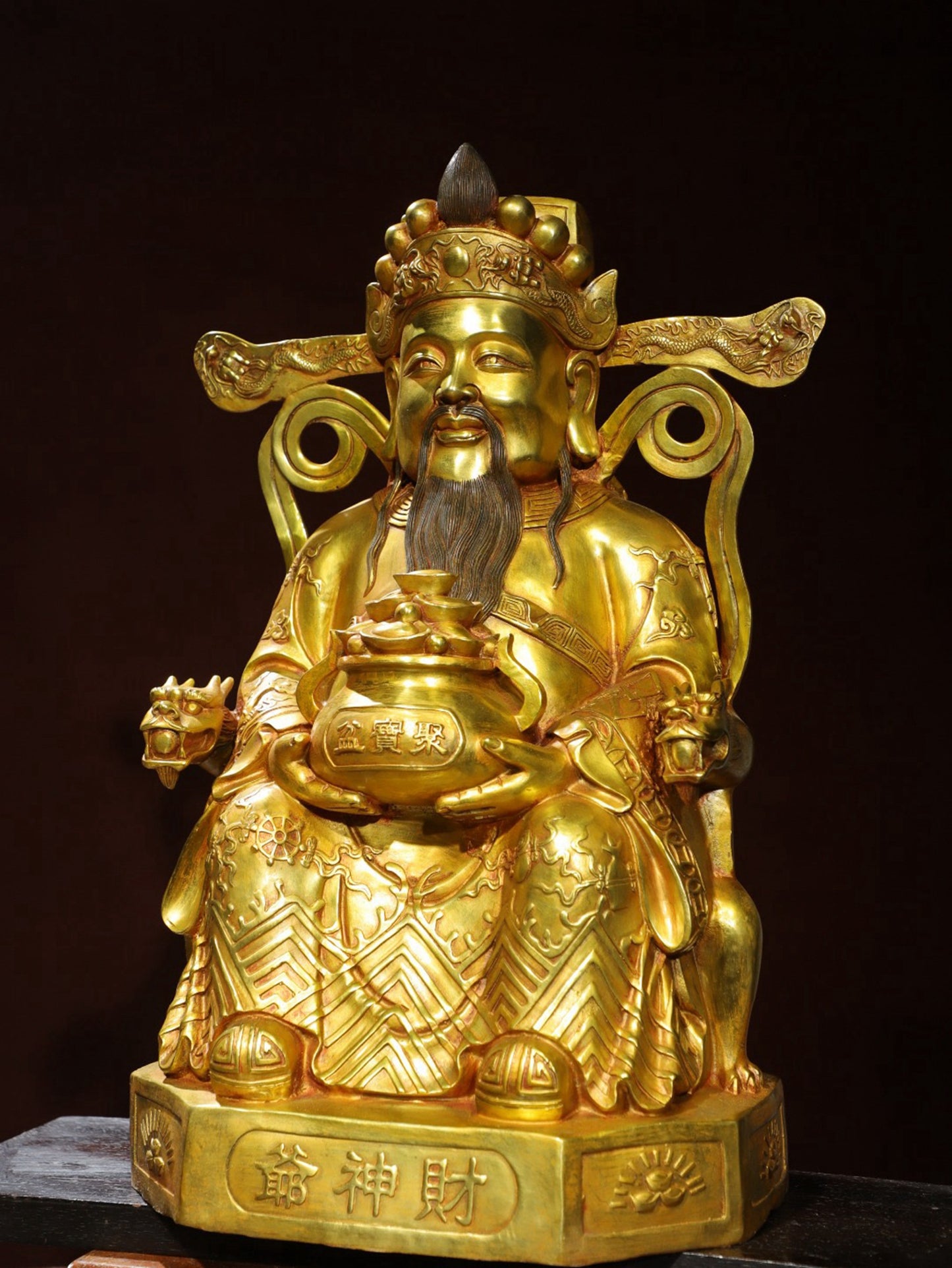 Bronze Plated Statue of God of Wealth