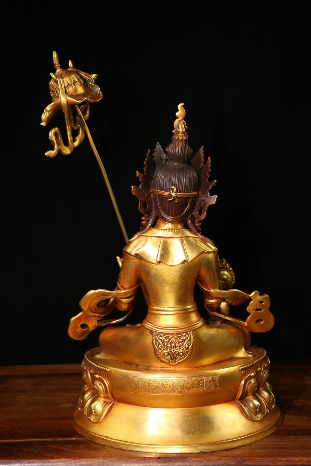 Chinese Antique Pure Copper Bodhisattva with Large Umbrella Cover