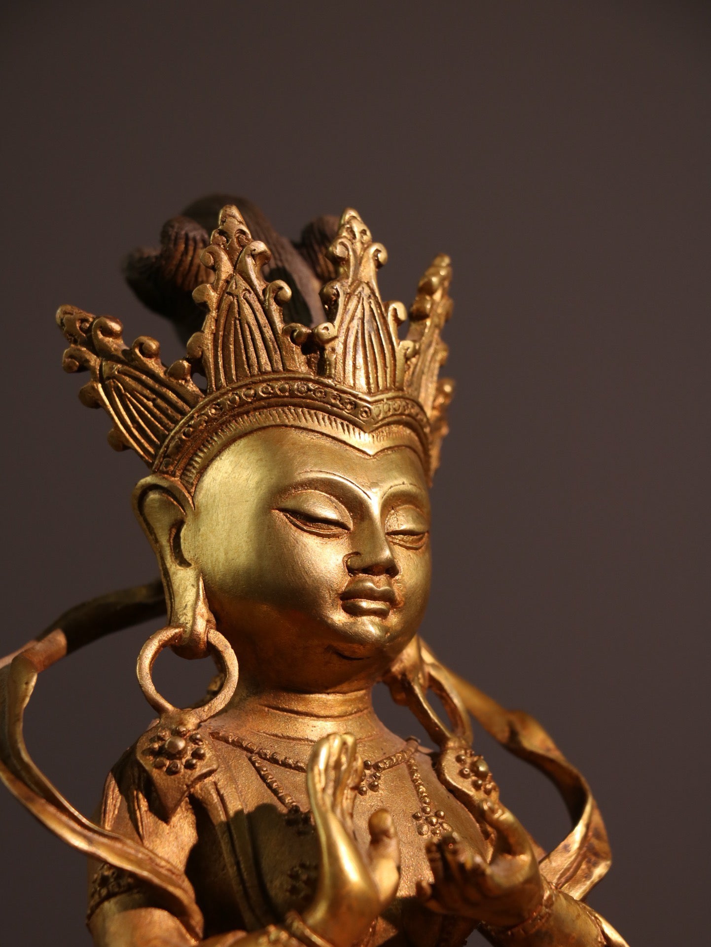 Chinese Antique Pure Copper Free Peacock Bodhisattva