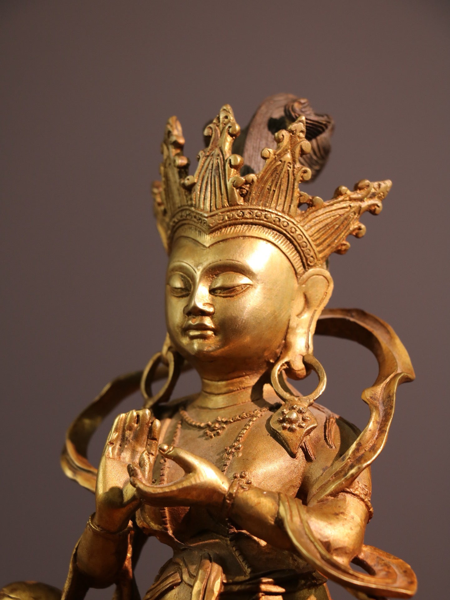 Chinese Antique Pure Copper Free Peacock Bodhisattva