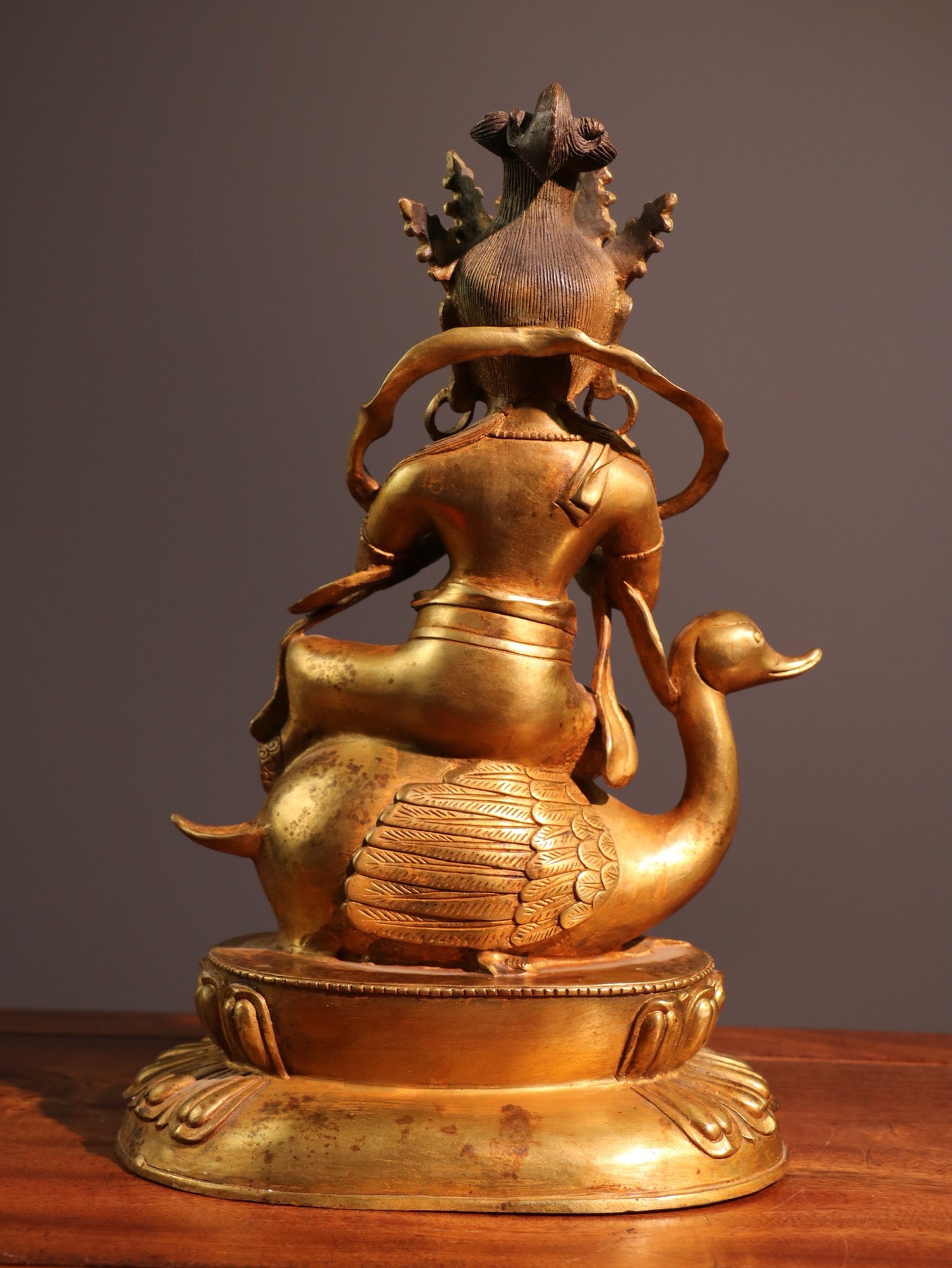Chinese Antique Pure Copper Free Peacock Bodhisattva