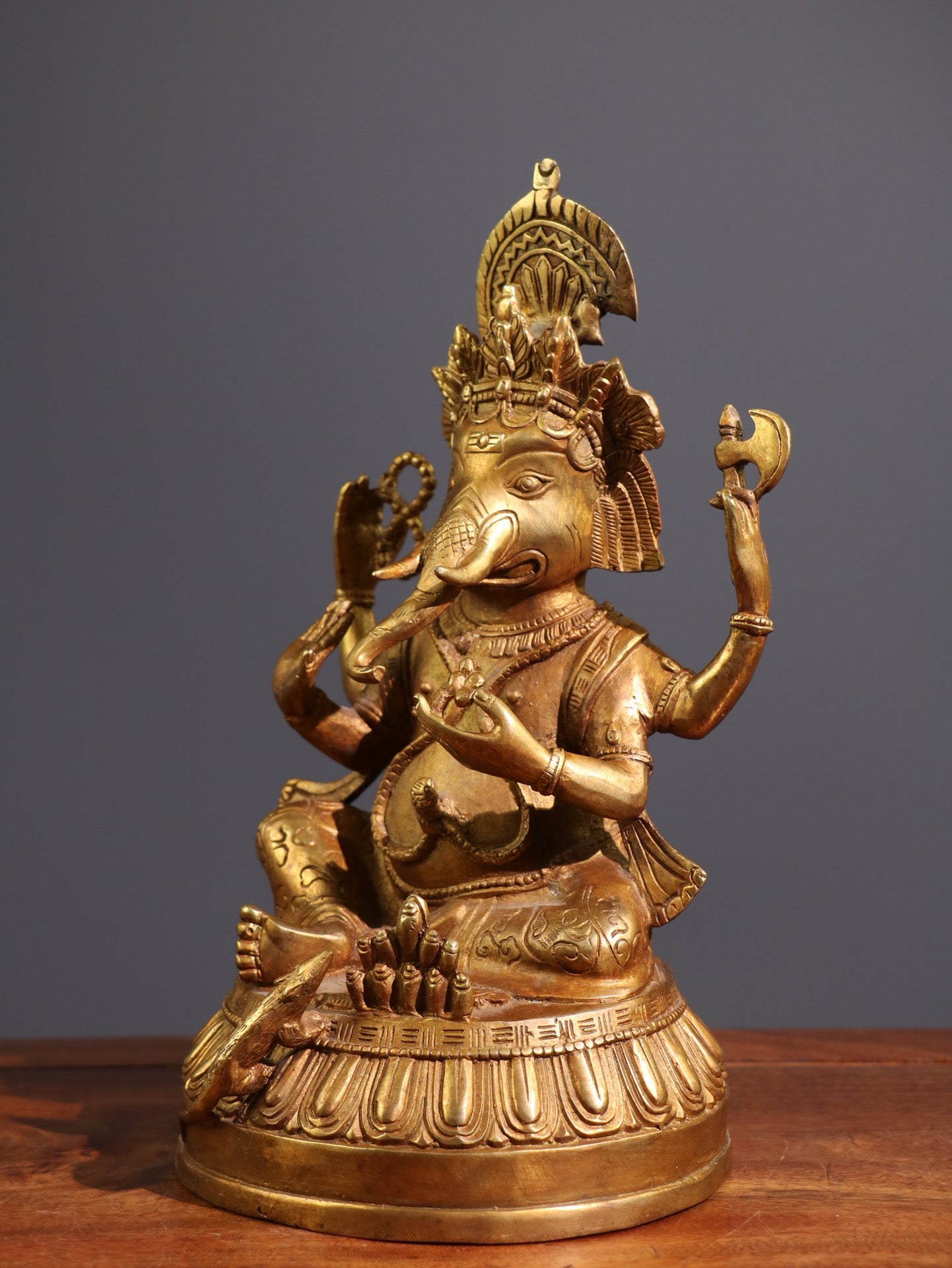 A Chinese antique pure copper statue resembling the God of Wealth