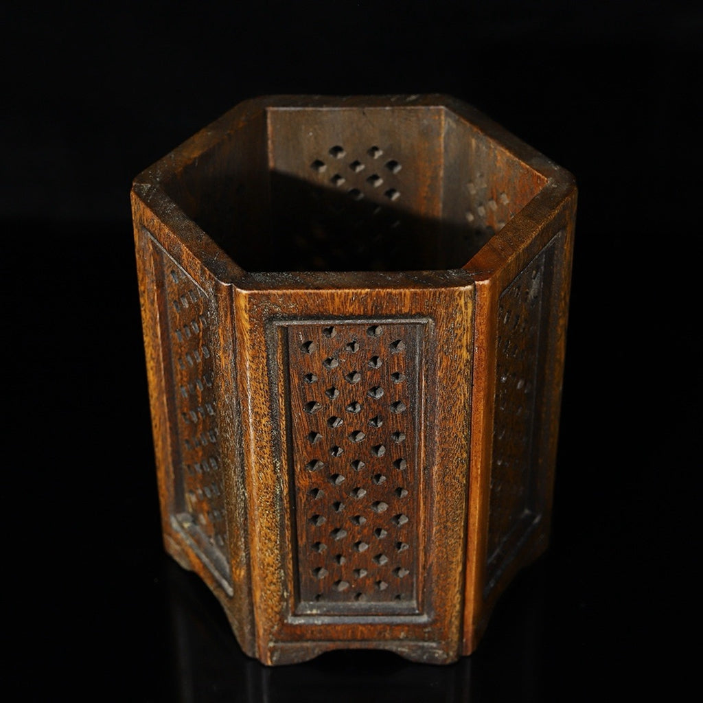 Hua Li Mu hollow carved hexagonal pen holder