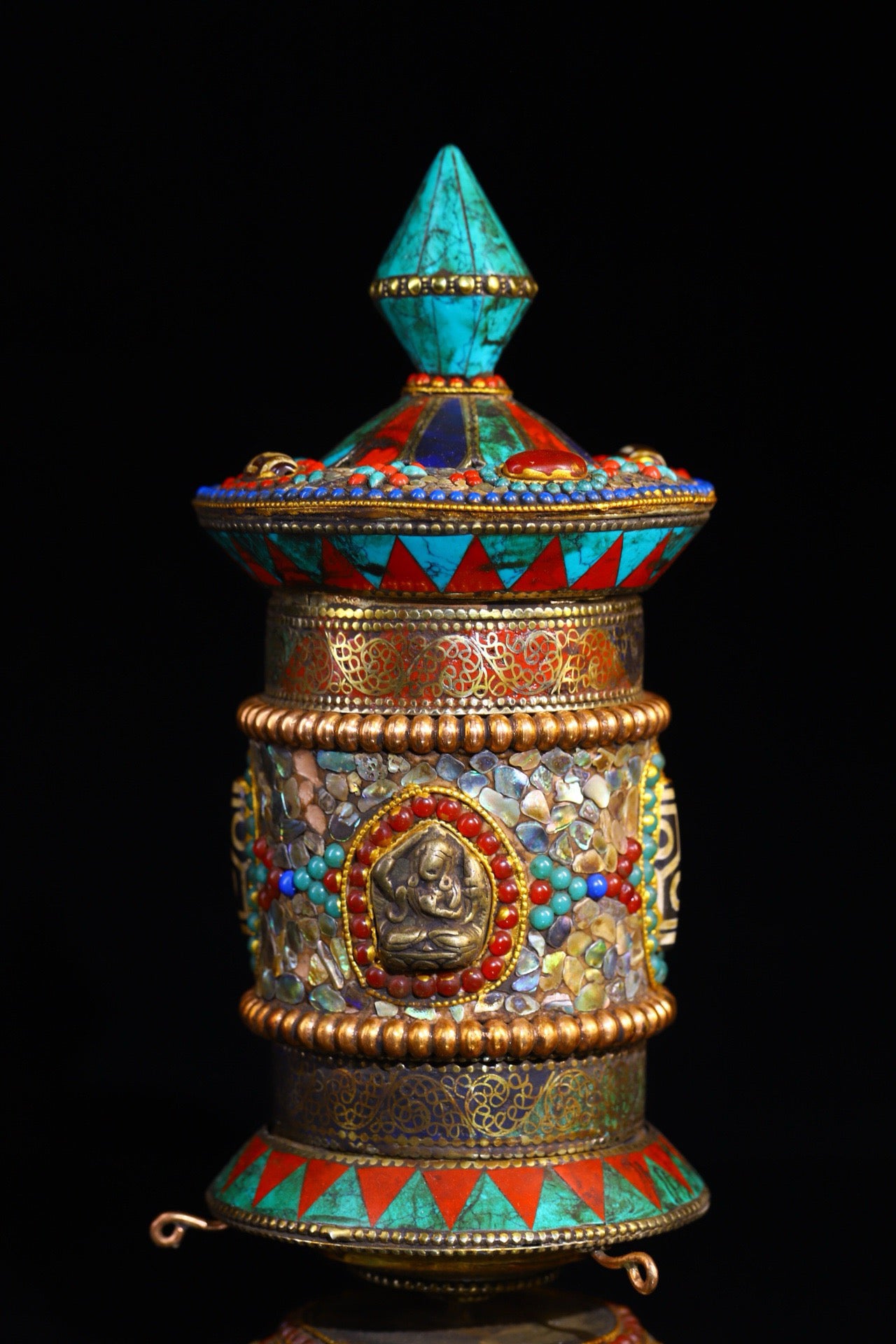 Copper body pure handmade knocking, chiseling, inlaid with gemstones, celestial bead spinning wheel