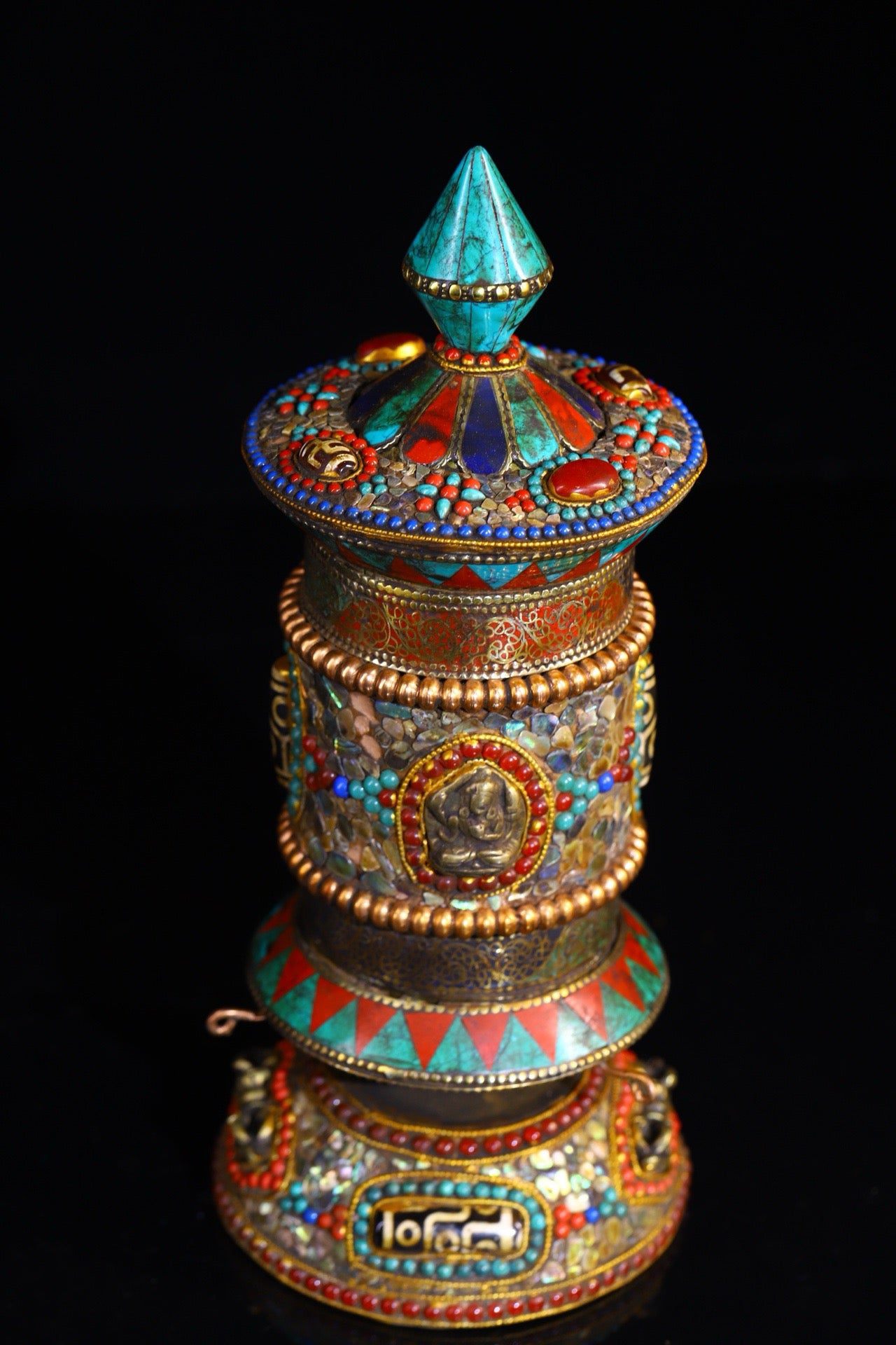 Copper body pure handmade knocking, chiseling, inlaid with gemstones, celestial bead spinning wheel