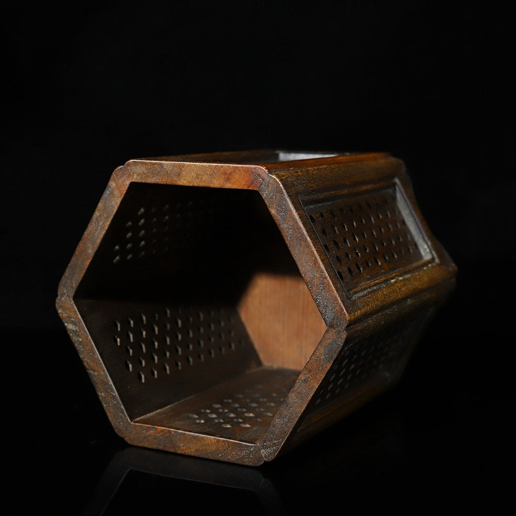 Hua Li Mu hollow carved hexagonal pen holder