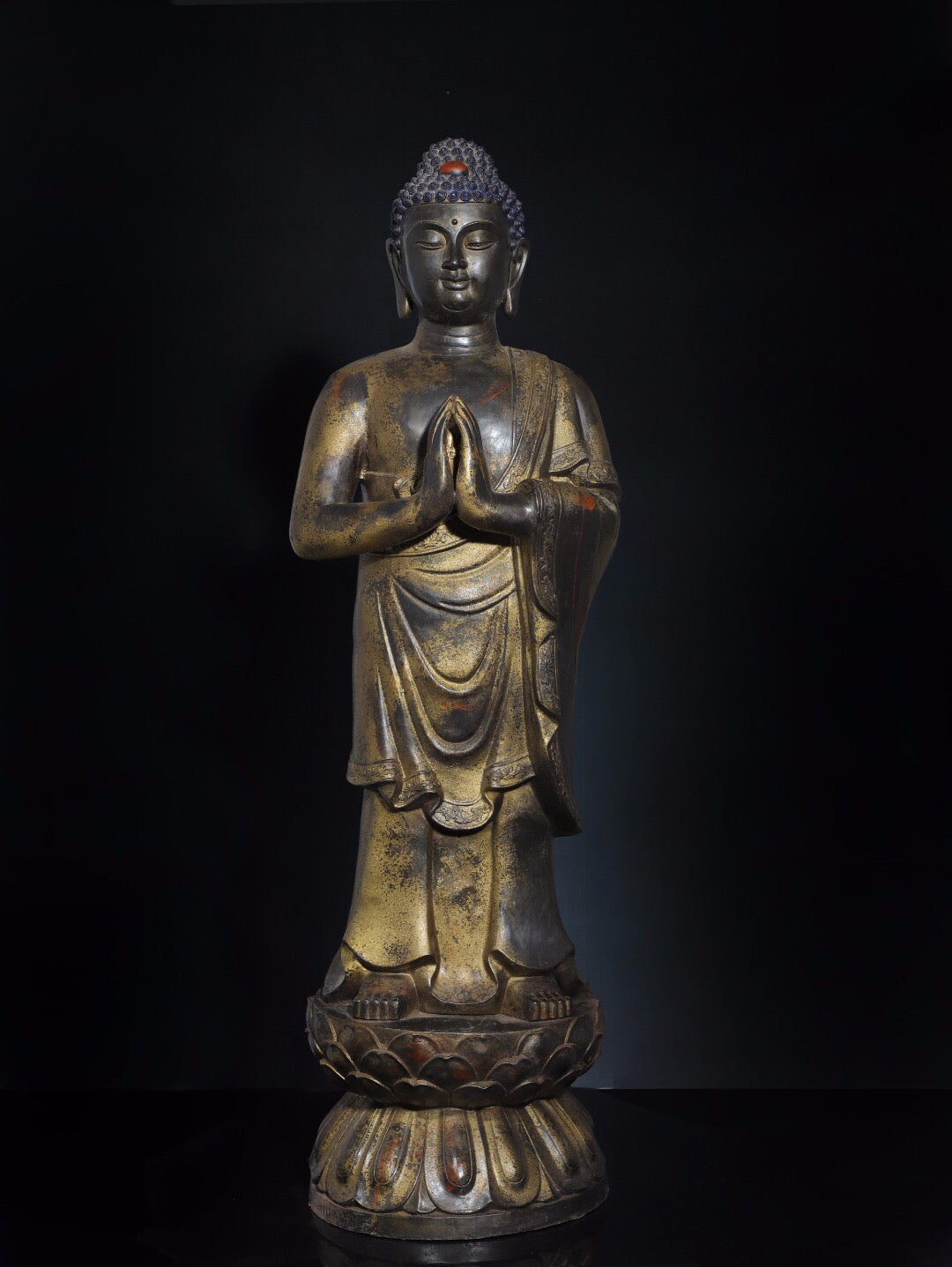 Chinese antique pure copper Buddha statue of the Great Sun Tathagata