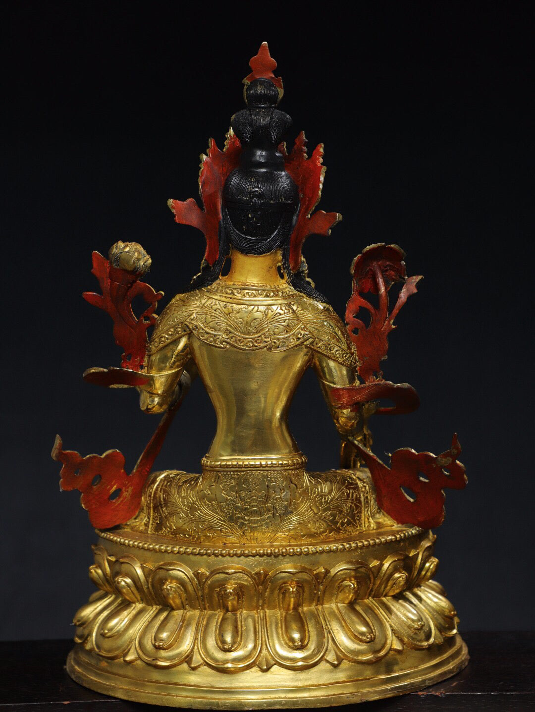 Chinese antique pure copper [Green Tara] Buddha statue