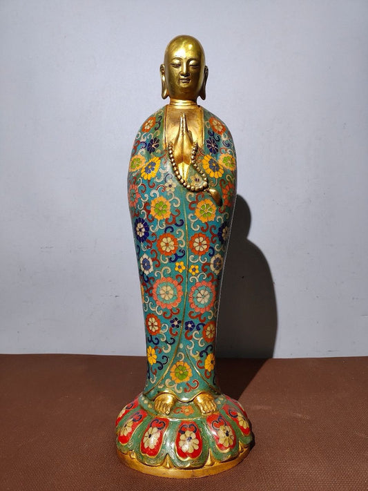 Chinese Antique Pure Copper Enamel Color • Ksitigarbha Bodhisattva