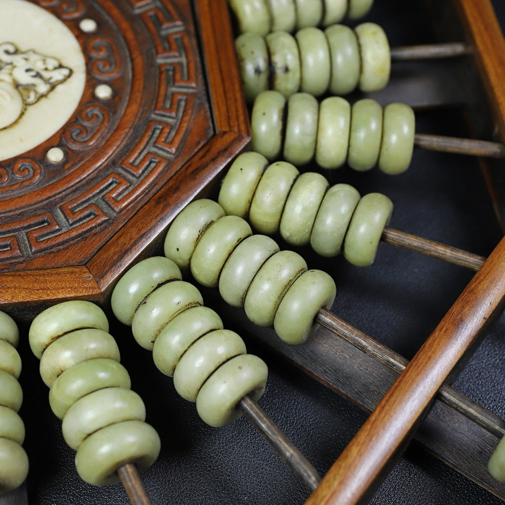 Flower pear wood jade stone abacus with octagonal hanging screen