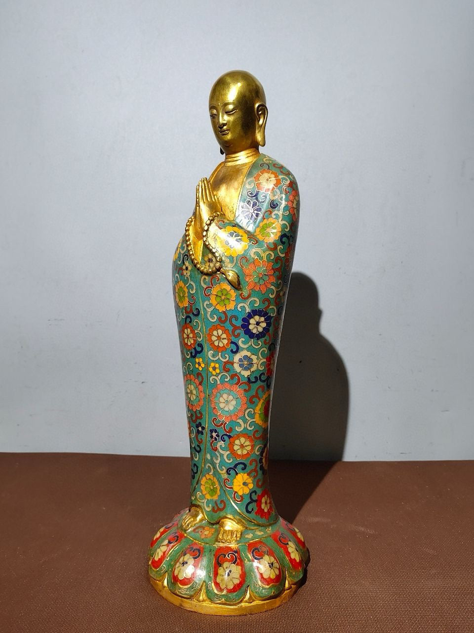 Chinese Antique Pure Copper Enamel Color • Ksitigarbha Bodhisattva