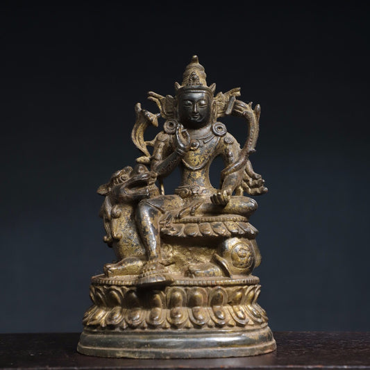 Chinese antique pure copper Buddha statue of Manjushri Bodhisattva