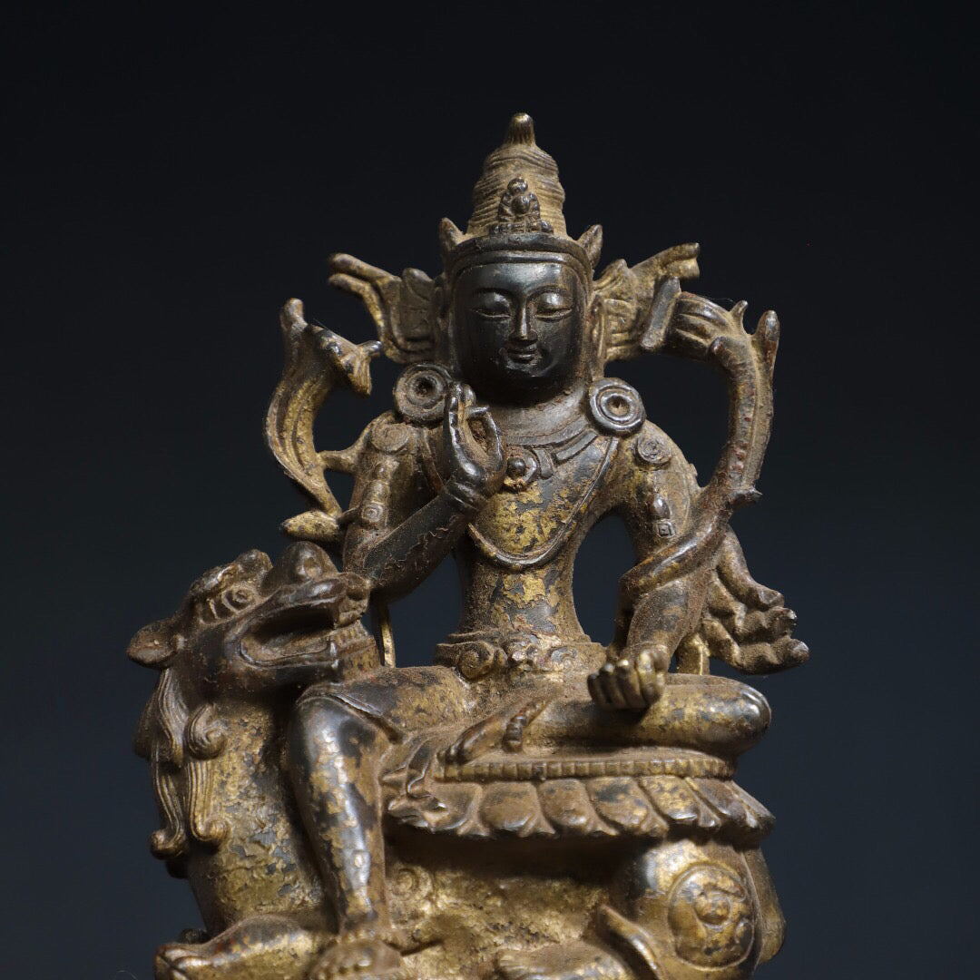 Chinese antique pure copper Buddha statue of Manjushri Bodhisattva