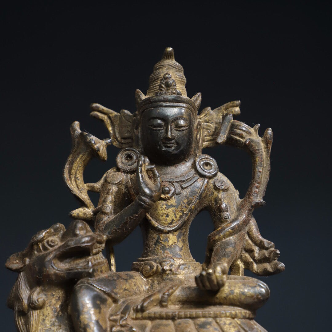 Chinese antique pure copper Buddha statue of Manjushri Bodhisattva