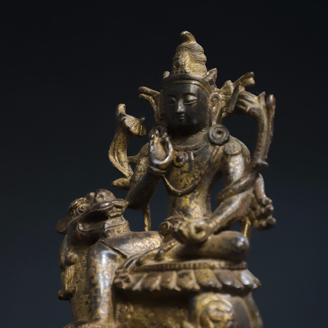 Chinese antique pure copper Buddha statue of Manjushri Bodhisattva