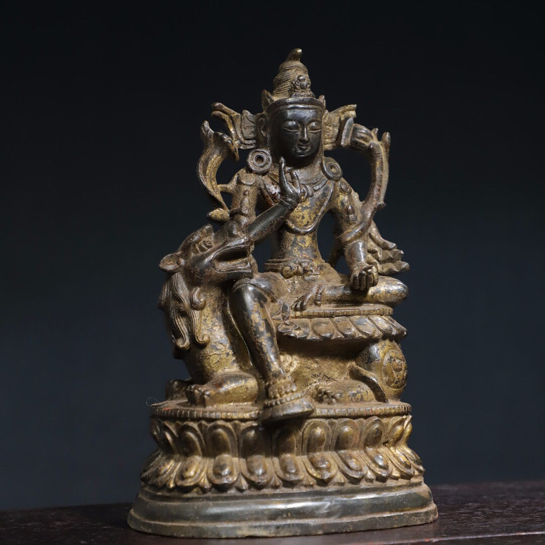 Chinese antique pure copper Buddha statue of Manjushri Bodhisattva