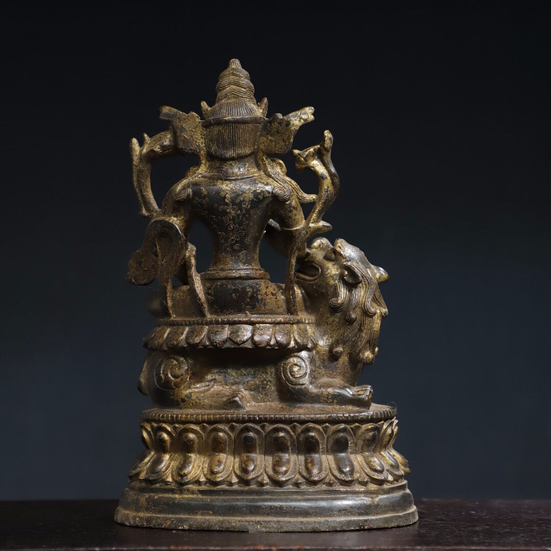 Chinese antique pure copper Buddha statue of Manjushri Bodhisattva