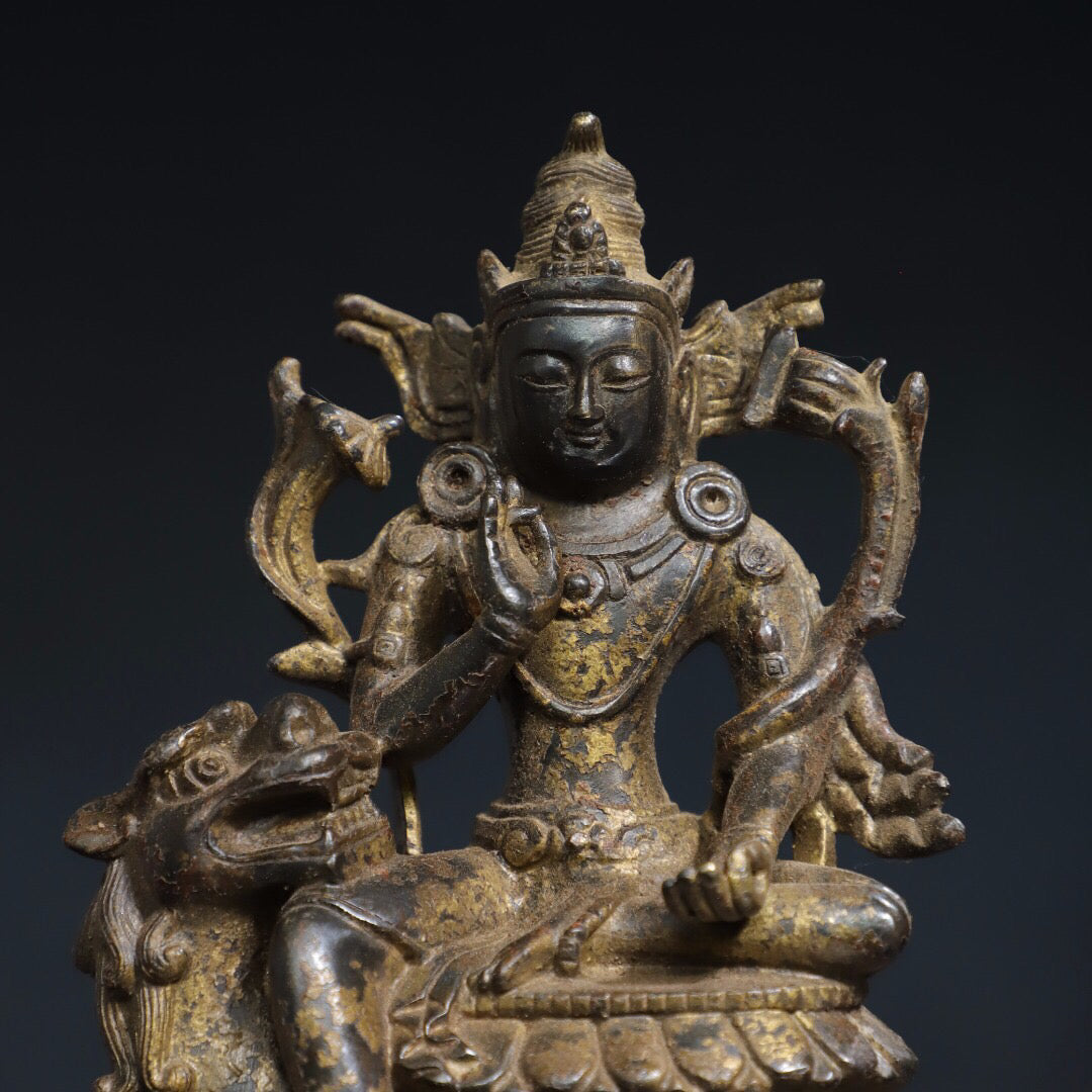 Chinese antique pure copper Buddha statue of Manjushri Bodhisattva