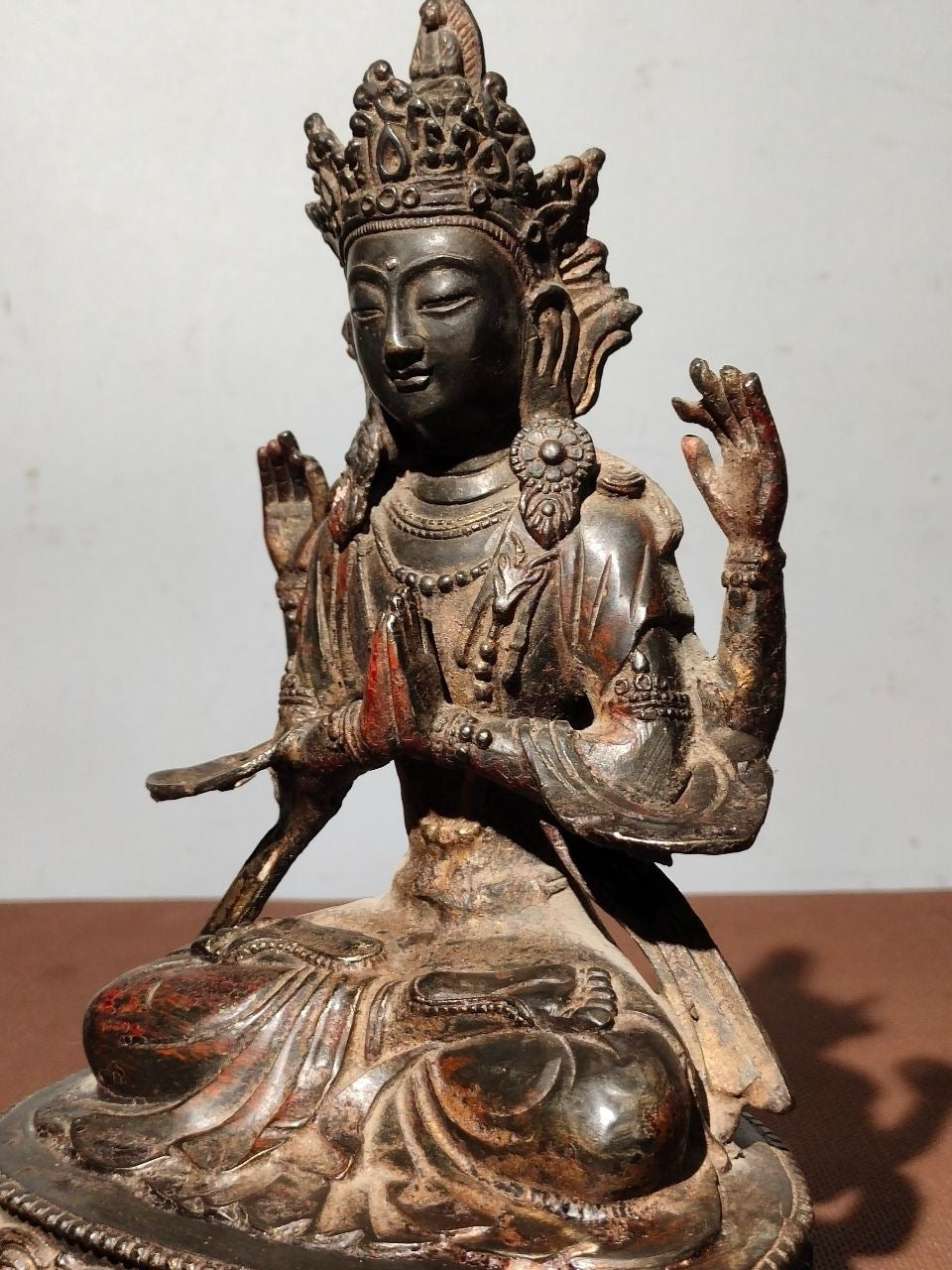Chinese antique pure copper [Four armed Guanyin Bodhisattva]
