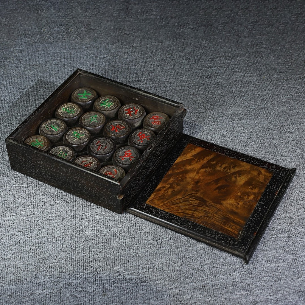 A set of black sandalwood chess