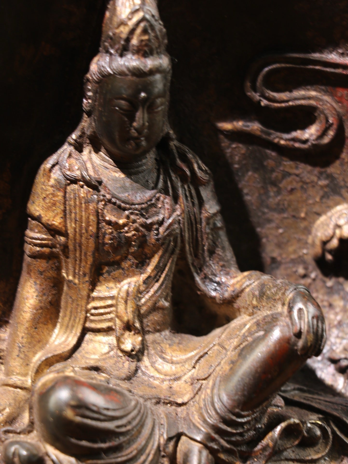 Chinese antique pure copper [Water Moon Guanyin Bodhisattva]