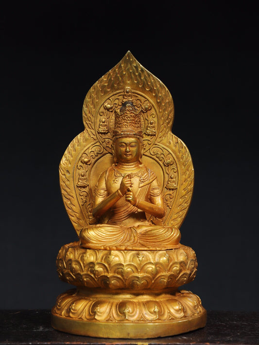 Chinese antique pure copper statue of the Great Holding Diamond