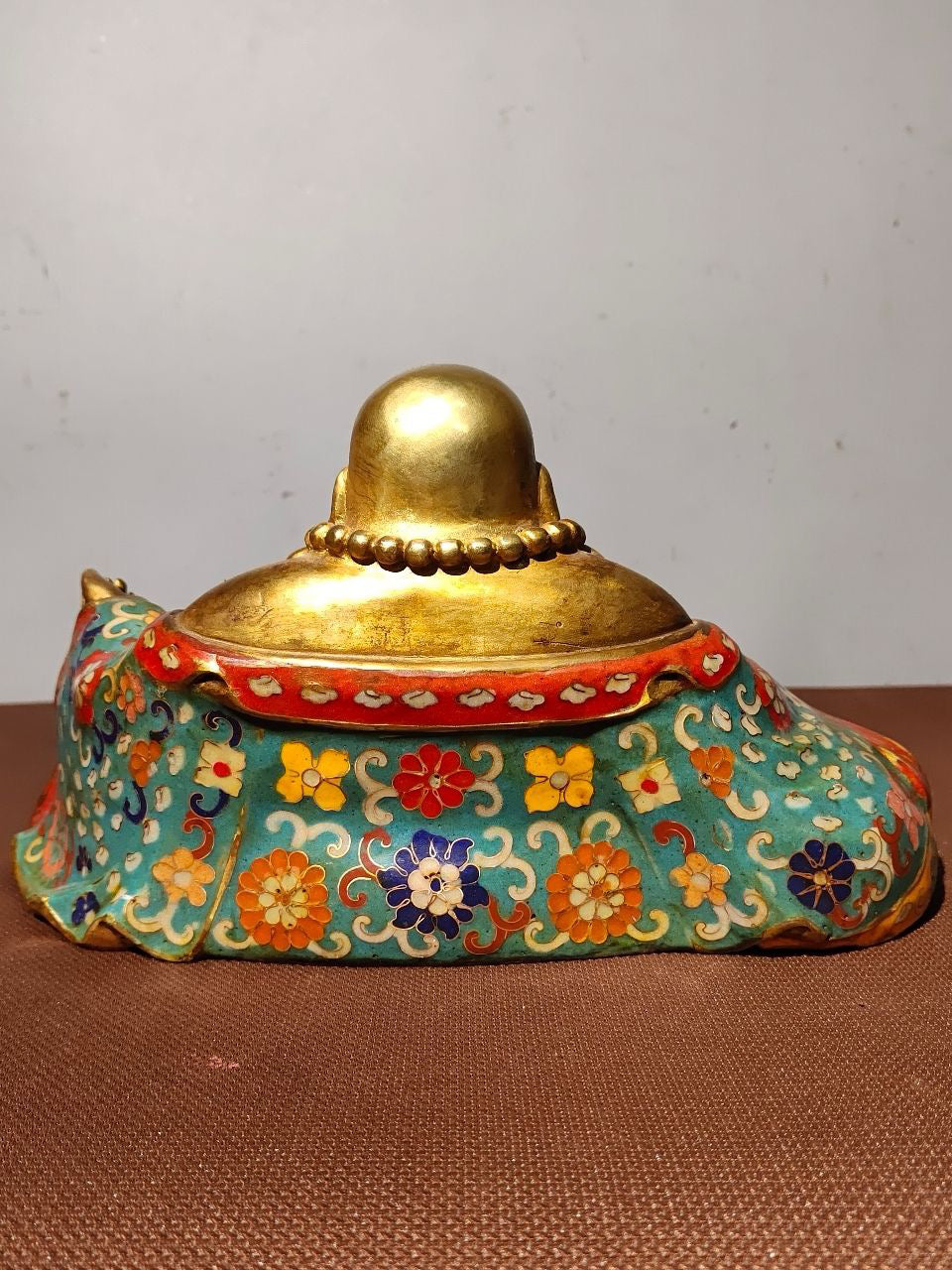 Chinese Antique Pure Copper Enamel Color Maitreya Buddha